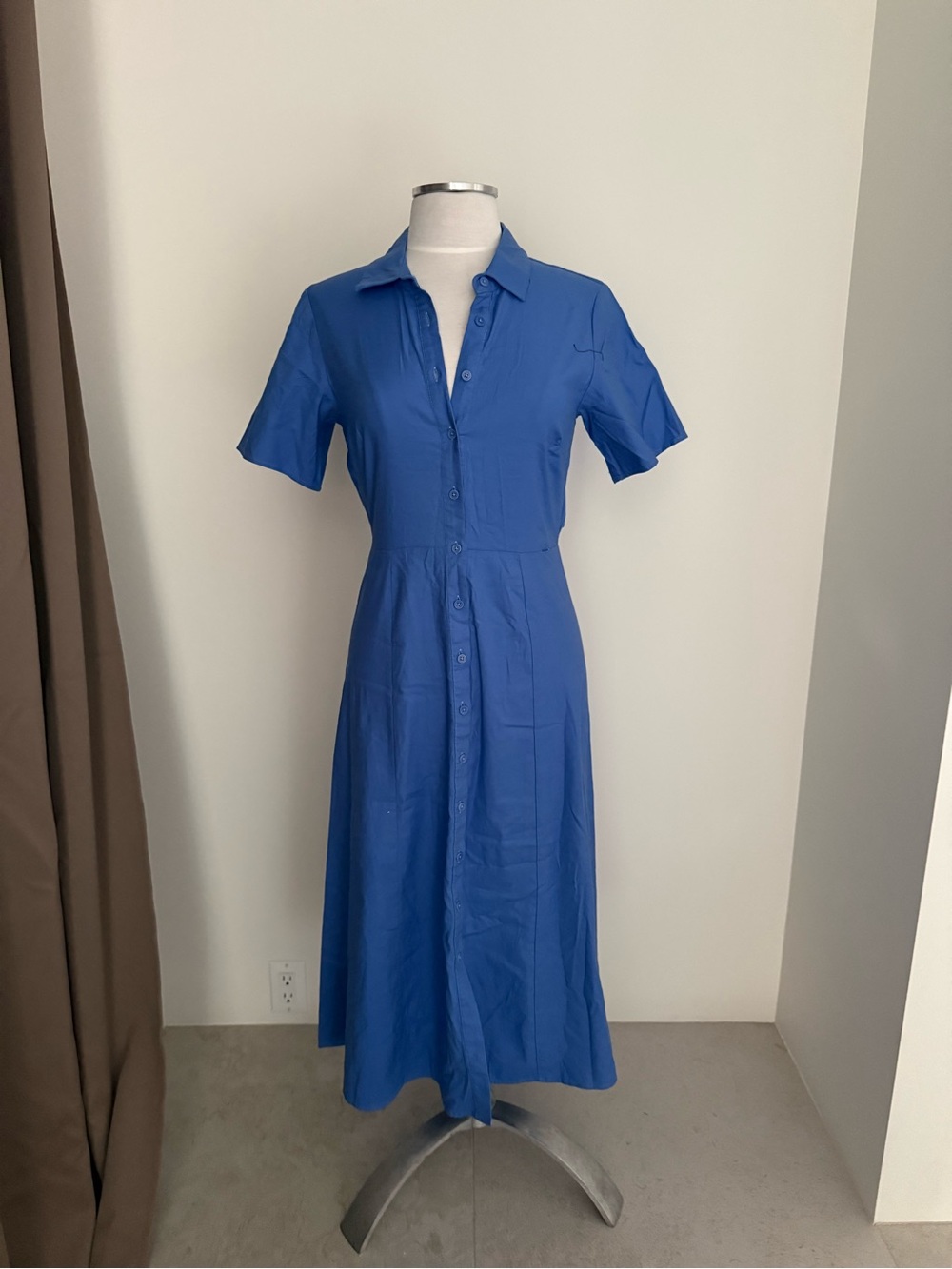 Reformation Cobalt Blue Button-Front Midi Dress